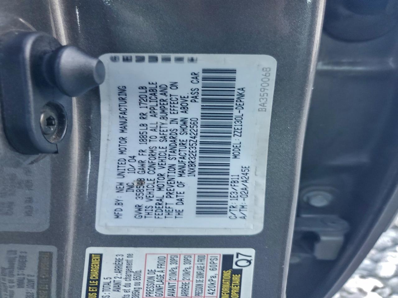 2005 TOYOTA COROLLA CE photo 12