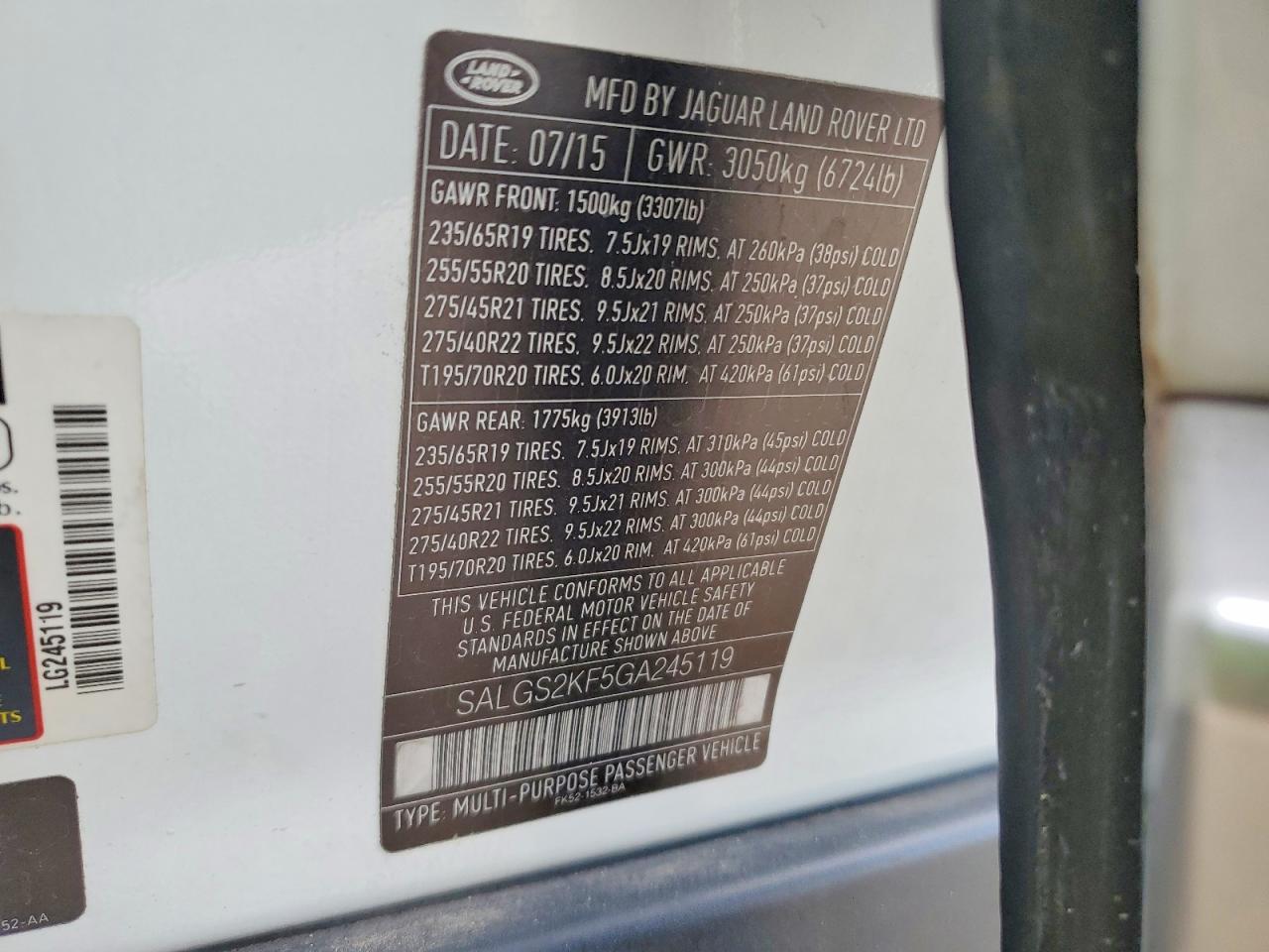 2016 LAND ROVER RANGE ROVER HSE photo 13