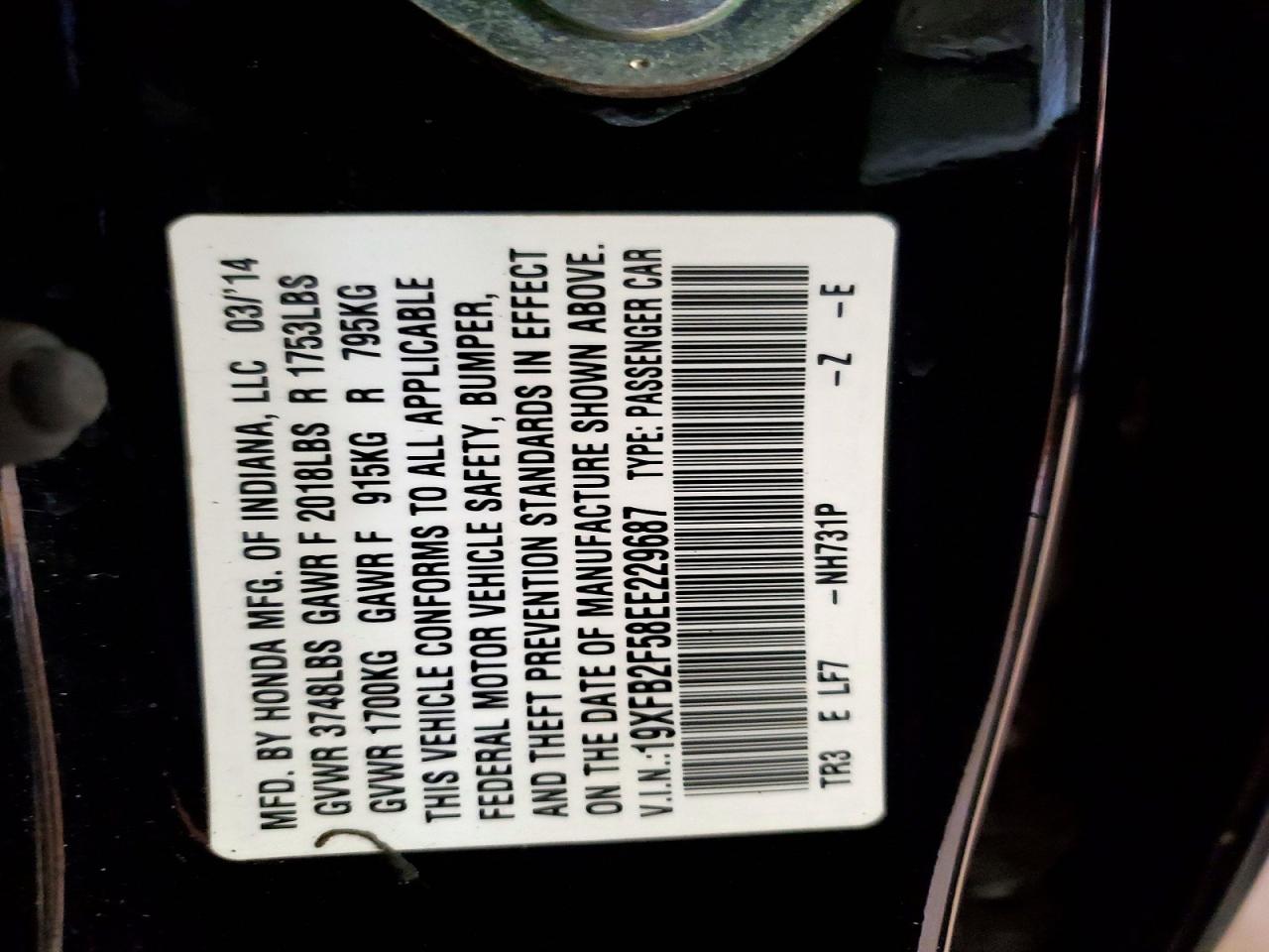 2014 HONDA CIVIC LX photo 12