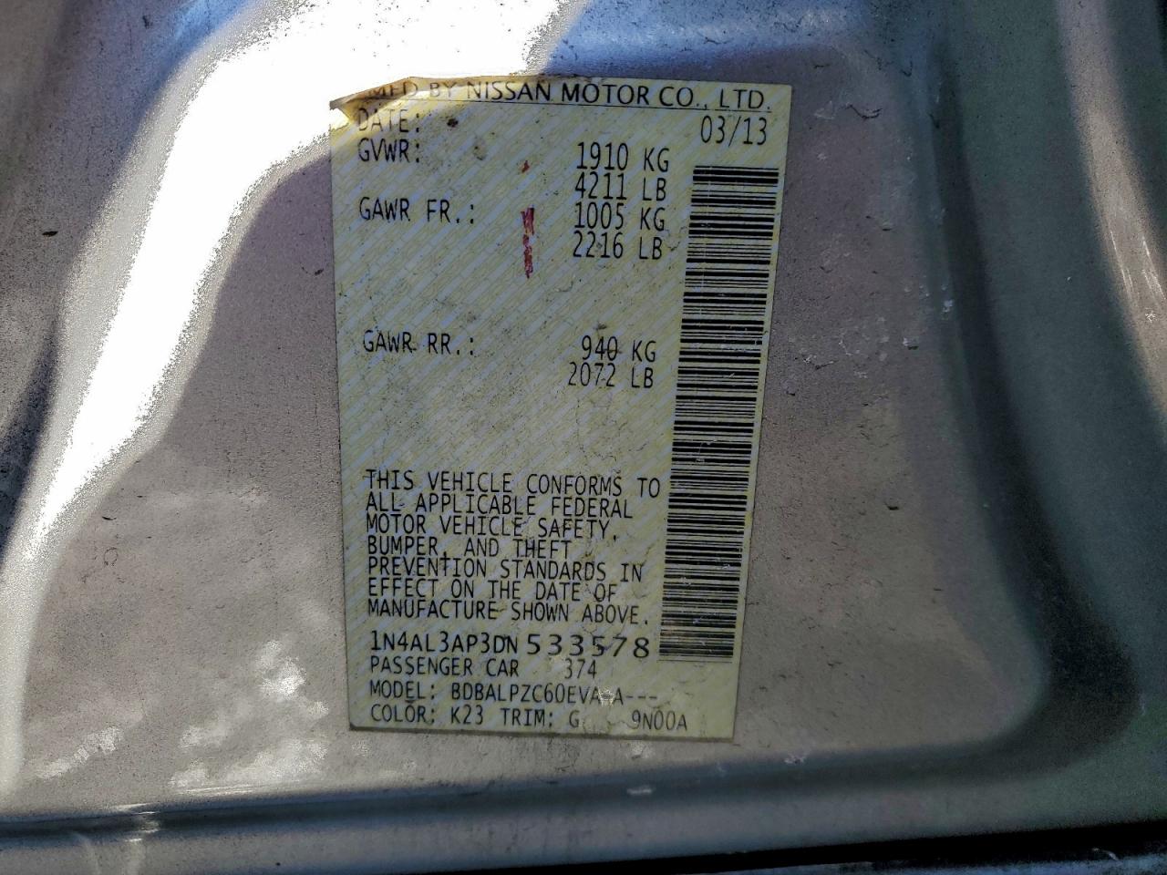 2013 NISSAN ALTIMA 2.5 photo 12
