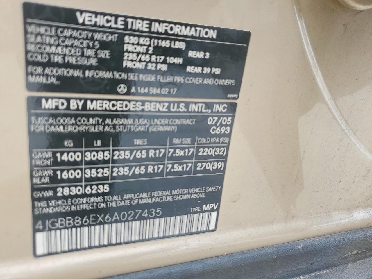 2006 MERCEDES-BENZ ML 350 photo 12