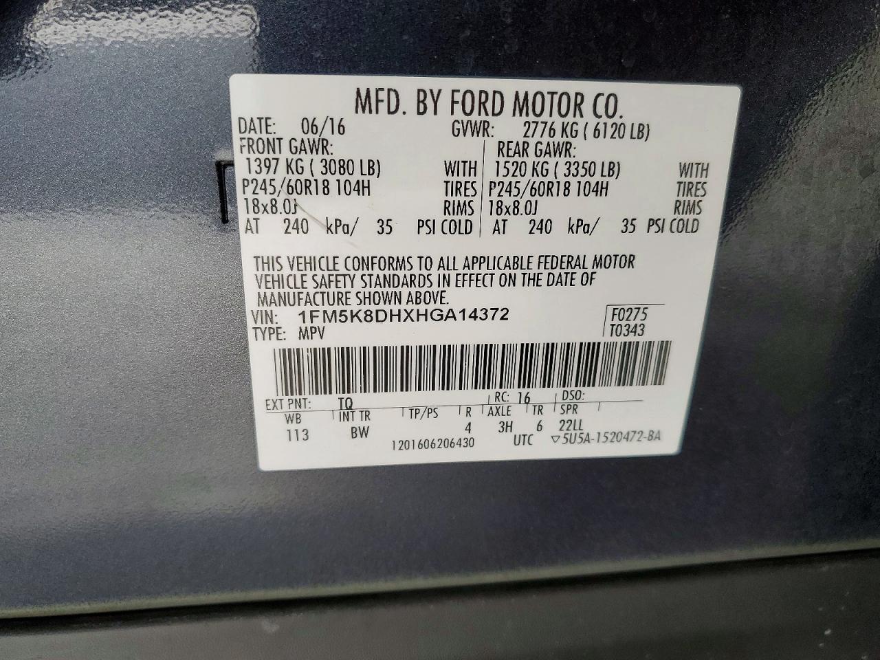 2017 FORD EXPLORER XLT photo 13