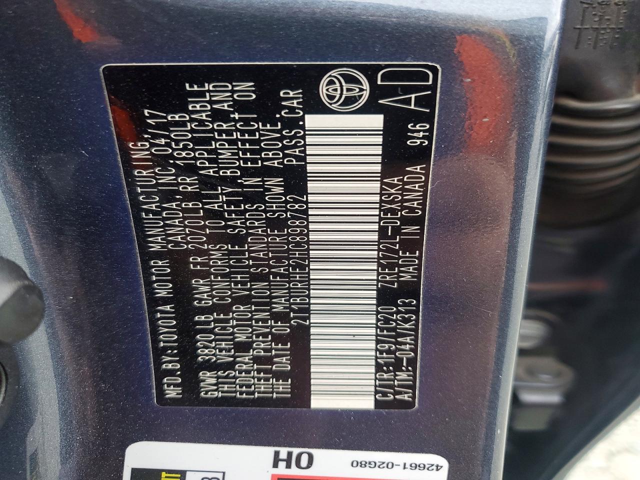 2017 TOYOTA COROLLA L photo 12