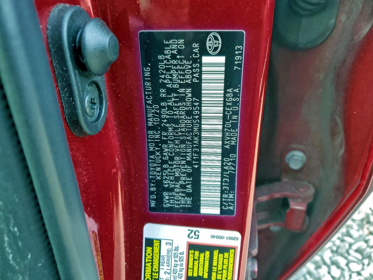 2021 TOYOTA CAMRY XLE photo 12
