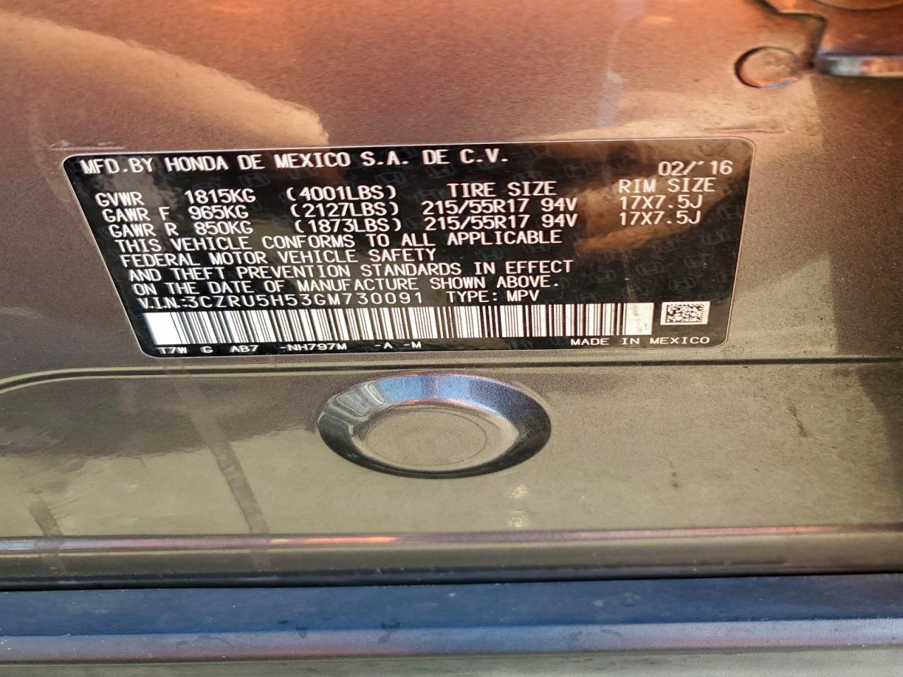 2016 HONDA HR-V EX photo 25