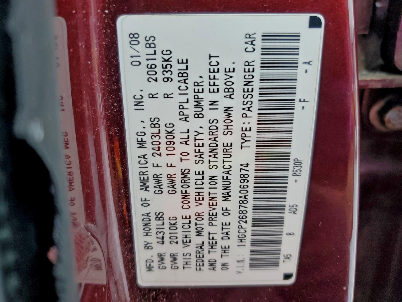 2008 HONDA ACCORD EXL photo 13