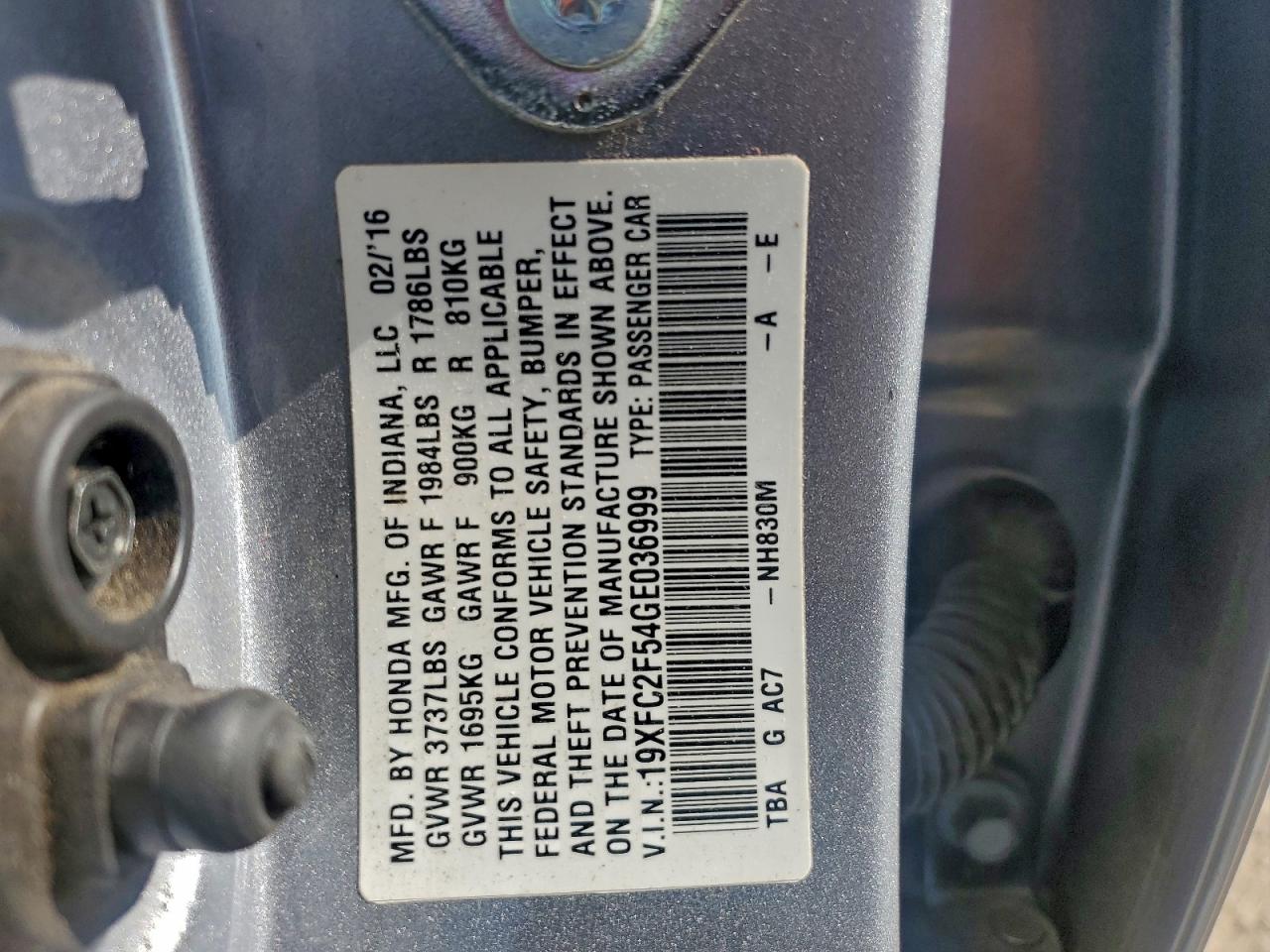 2016 HONDA CIVIC LX photo 12