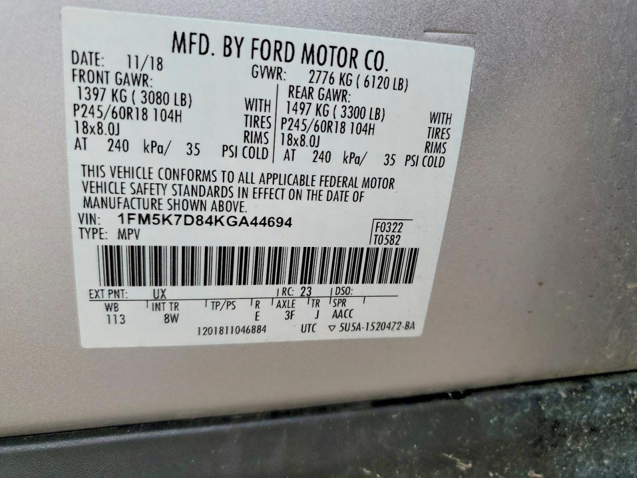 2019 FORD EXPLORER XLT photo 14