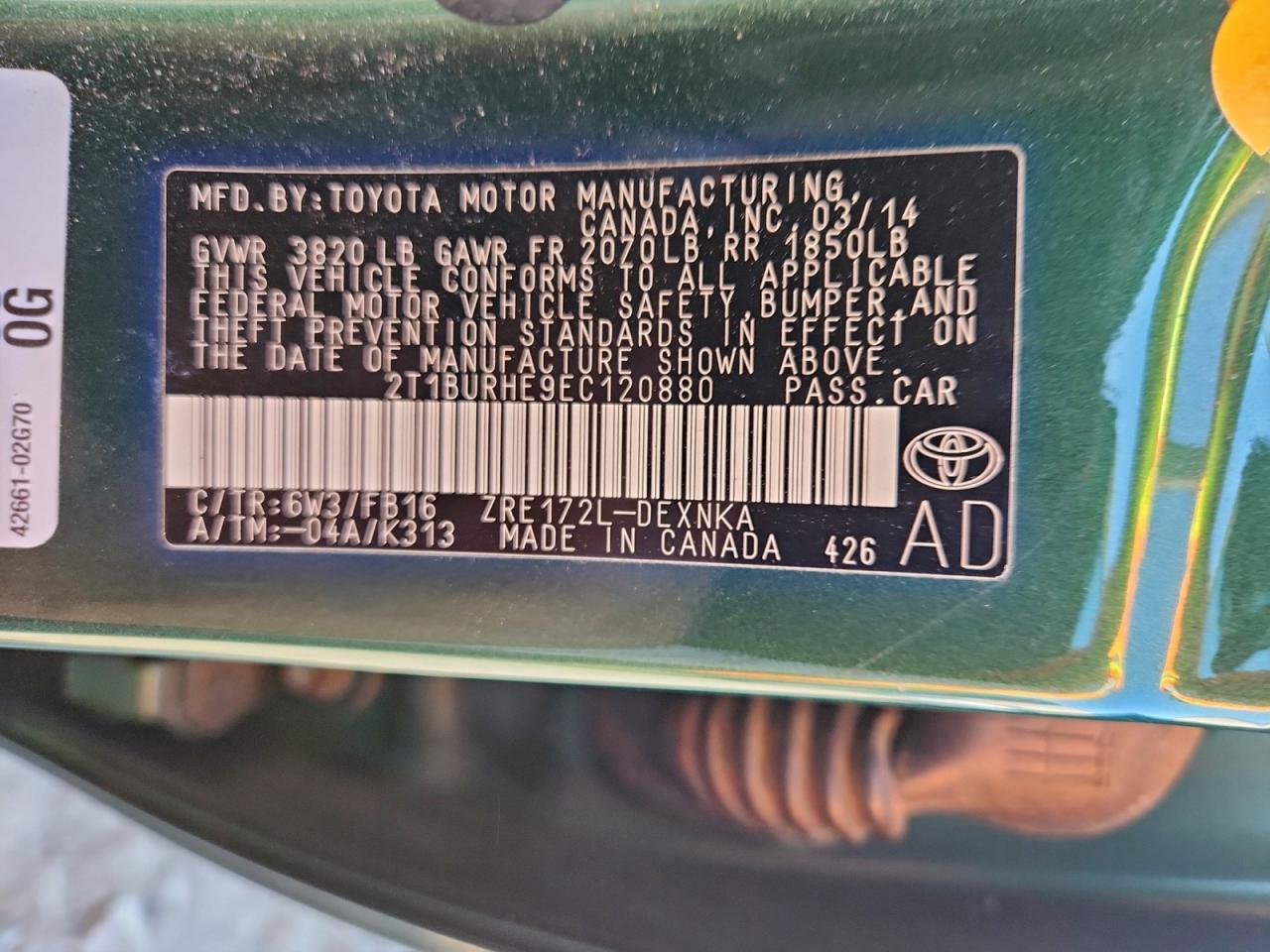 2014 TOYOTA COROLLA L photo 13