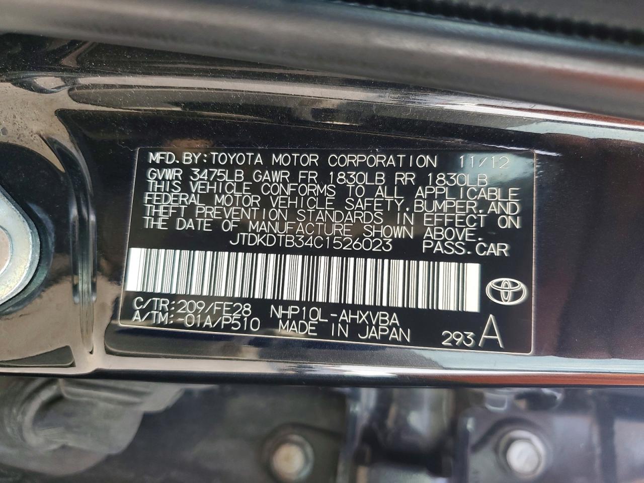 2012 TOYOTA PRIUS C photo 13