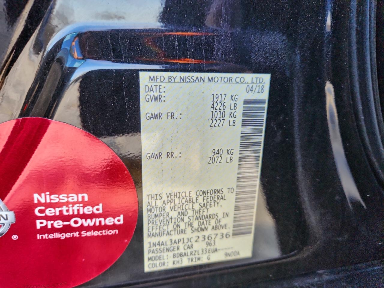 2018 NISSAN ALTIMA 2.5 photo 12