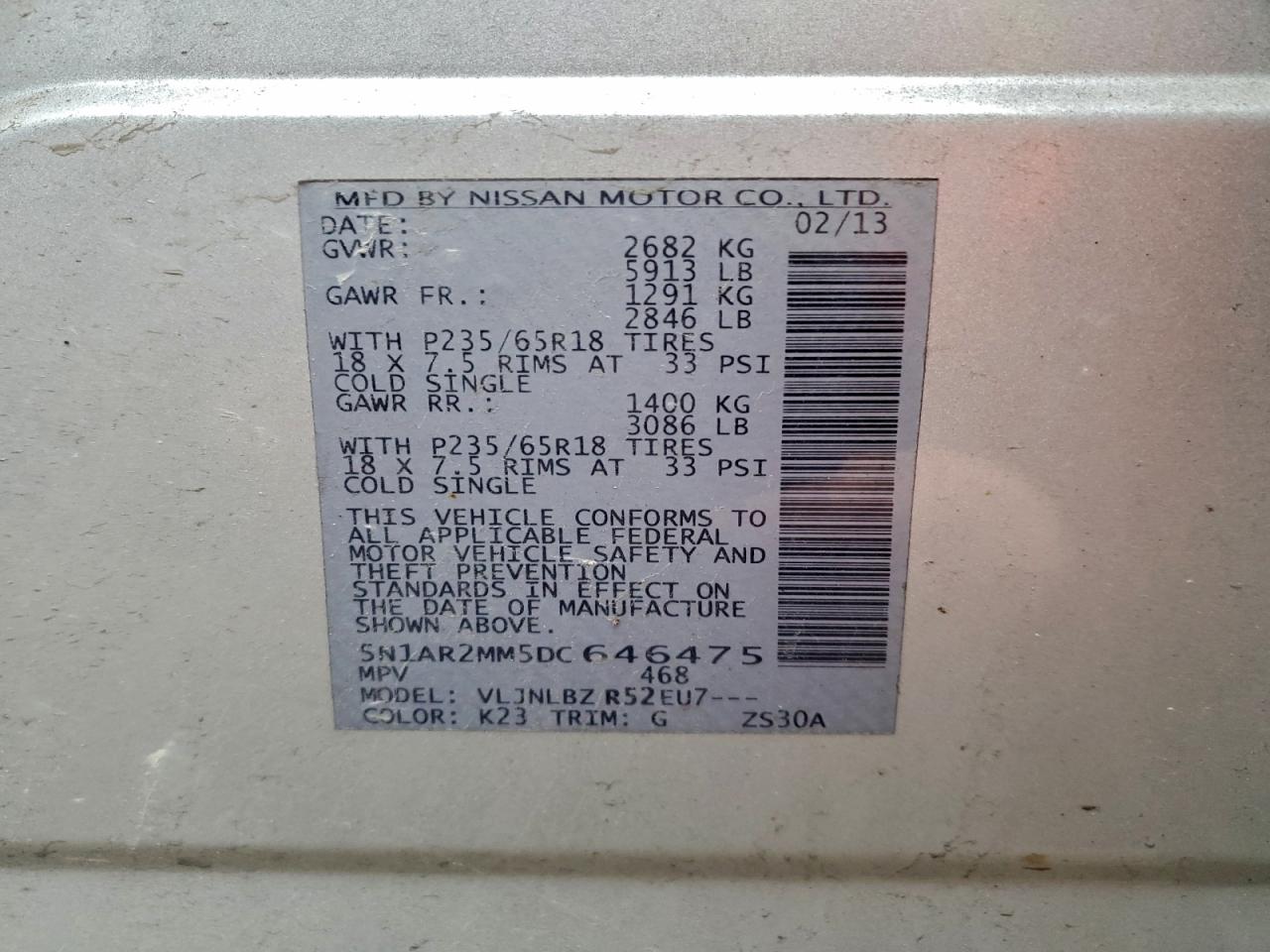 2013 NISSAN PATHFINDER S photo 23