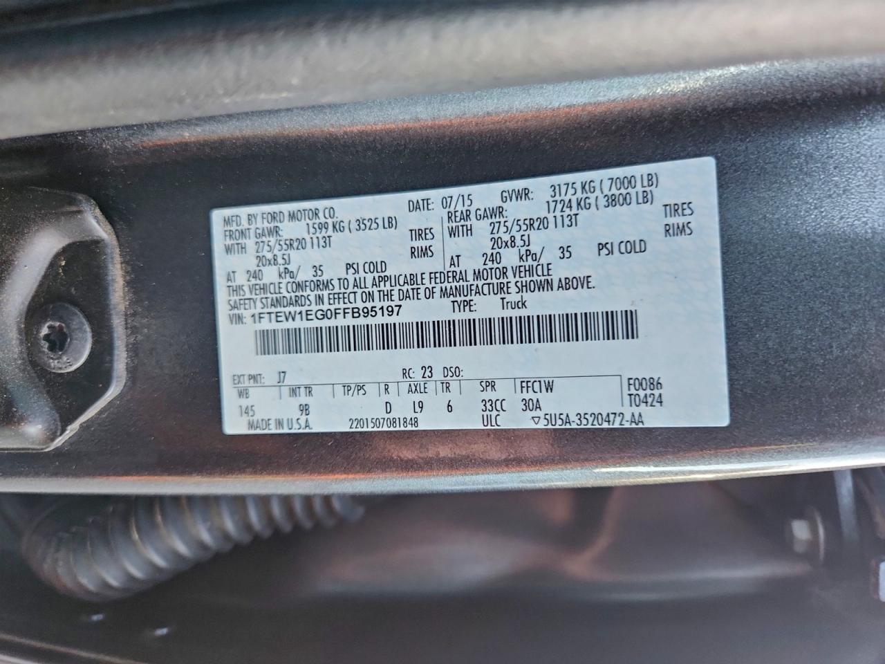 2015 FORD F150 SUPERCREW photo 12