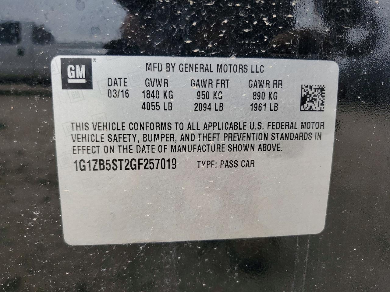 2016 CHEVROLET MALIBU LS photo 12