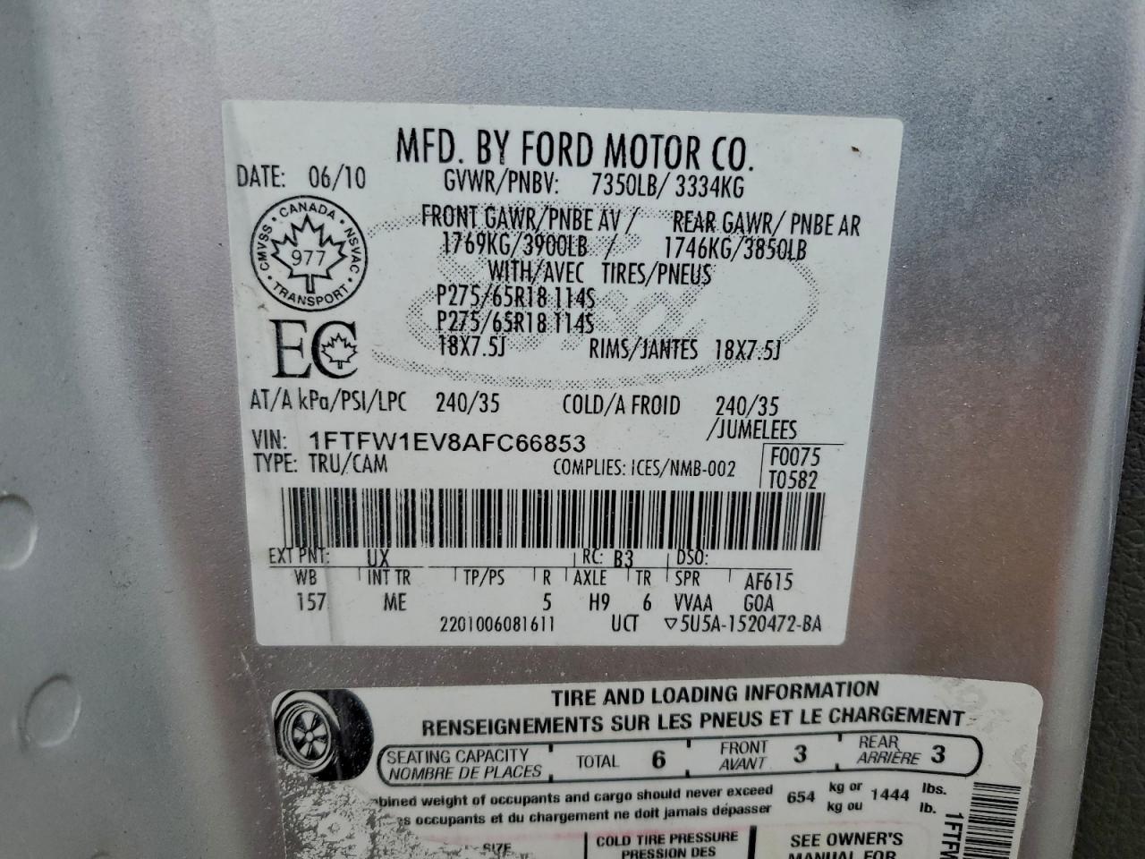 2010 FORD F150 SUPERCREW photo 12