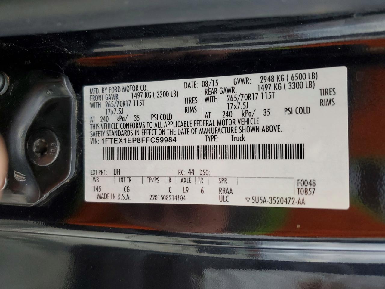 2015 FORD F150 SUPER CAB photo 13