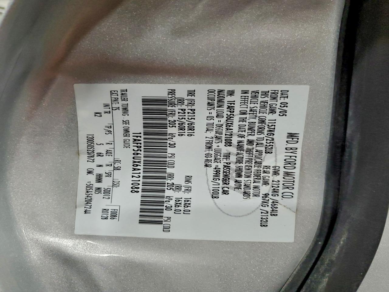 2006 FORD TAURUS SEL photo 13