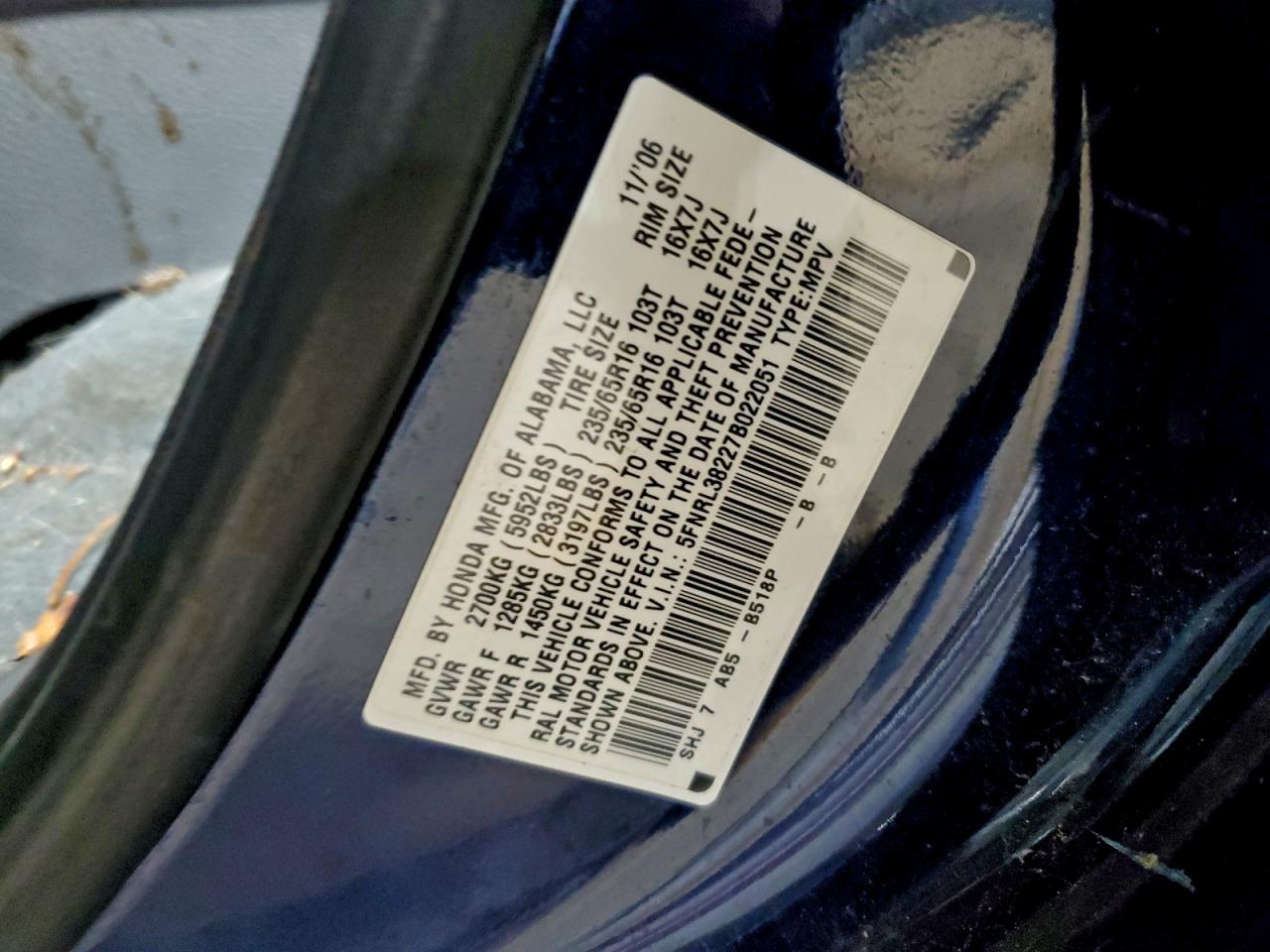 2007 HONDA ODYSSEY LX photo 25