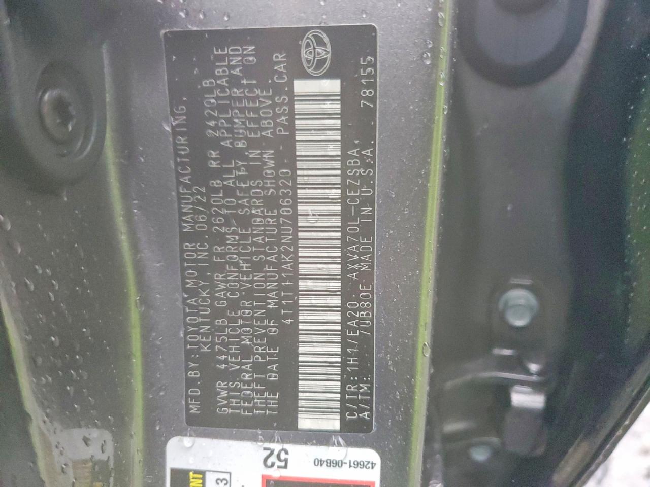 2022 TOYOTA CAMRY SE photo 12