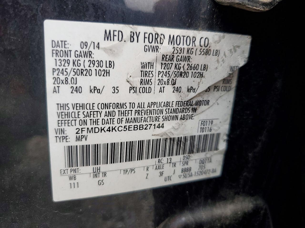 2014 FORD EDGE LIMITED photo 14