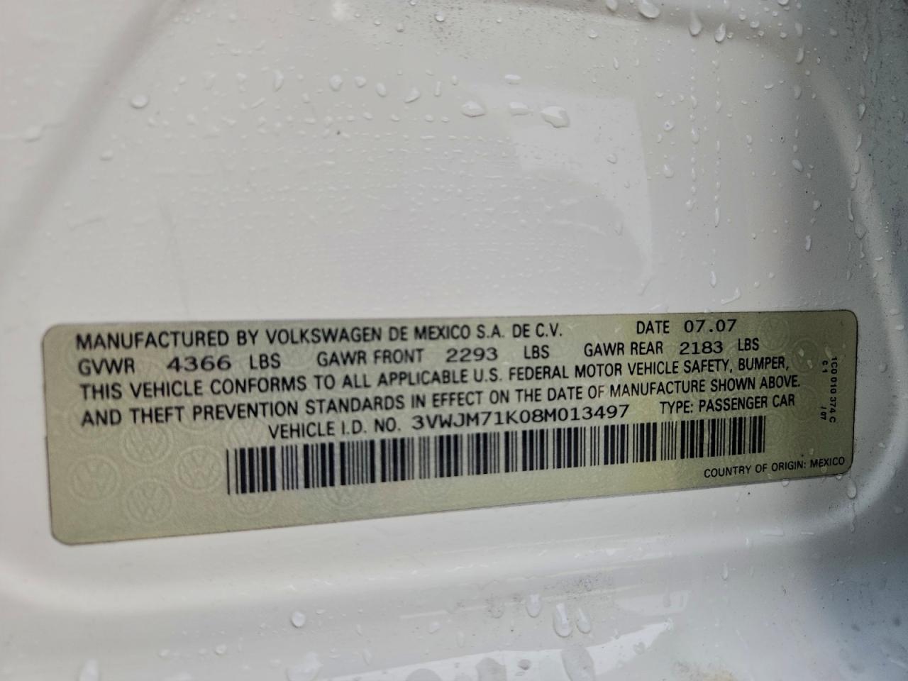 2008 VOLKSWAGEN JETTA S photo 12