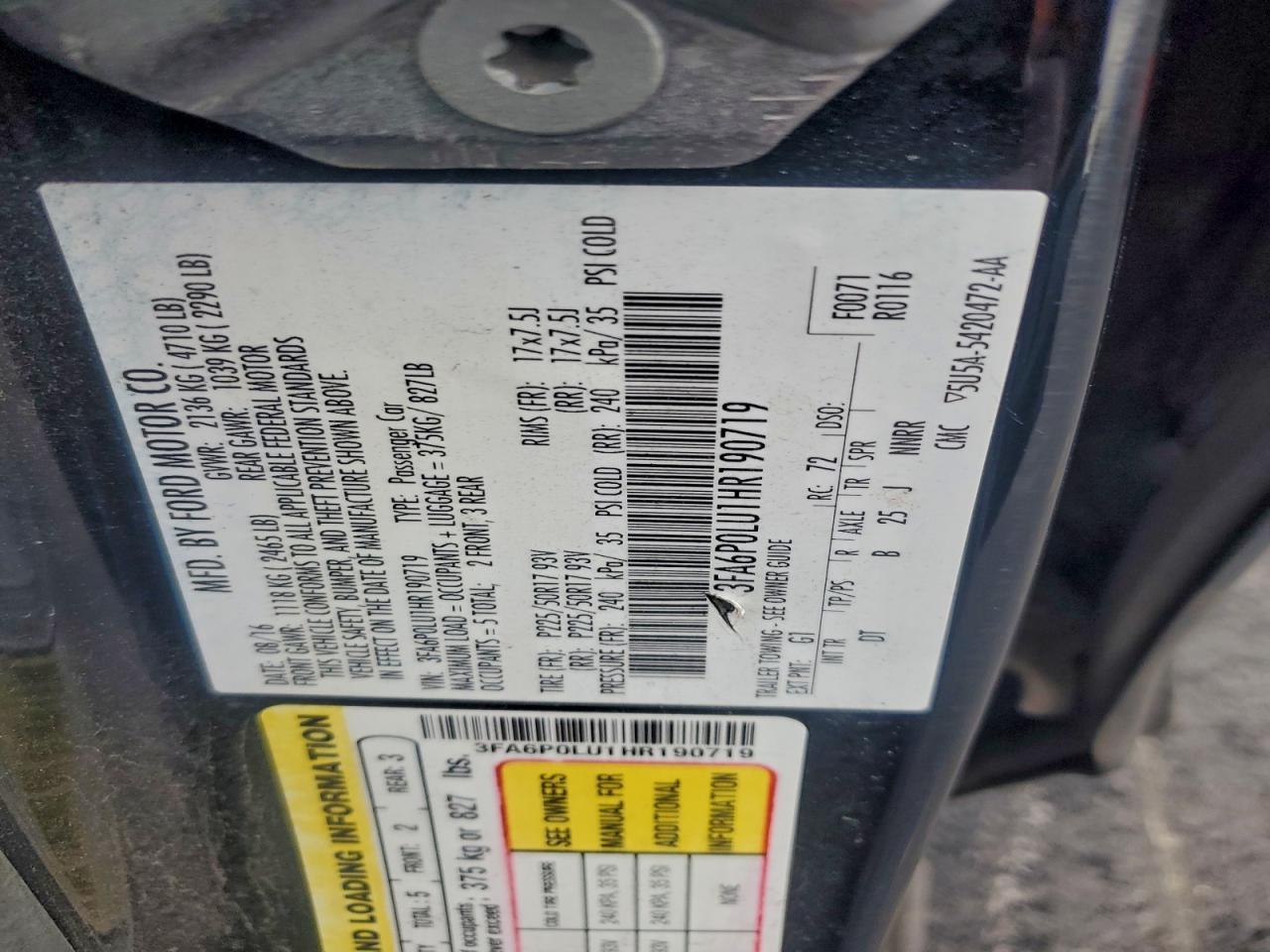 2017 FORD FUSION SE HYBRID photo 12