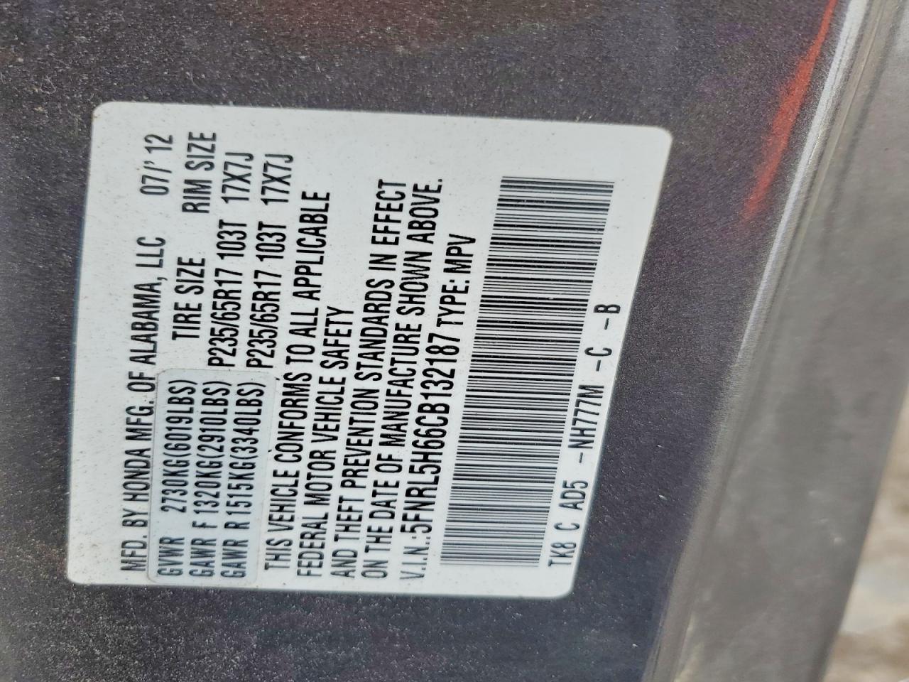 2012 HONDA ODYSSEY EXL photo 13
