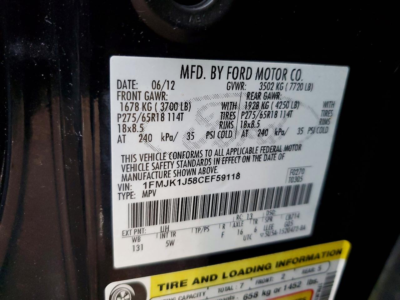 2012 FORD EXPEDITION EL XLT photo 12