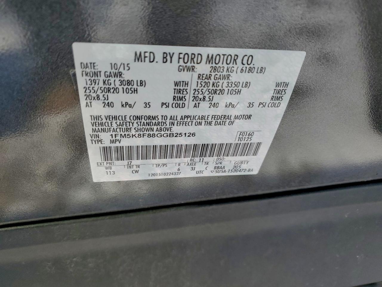 2016 FORD EXPLORER LIMITED photo 25