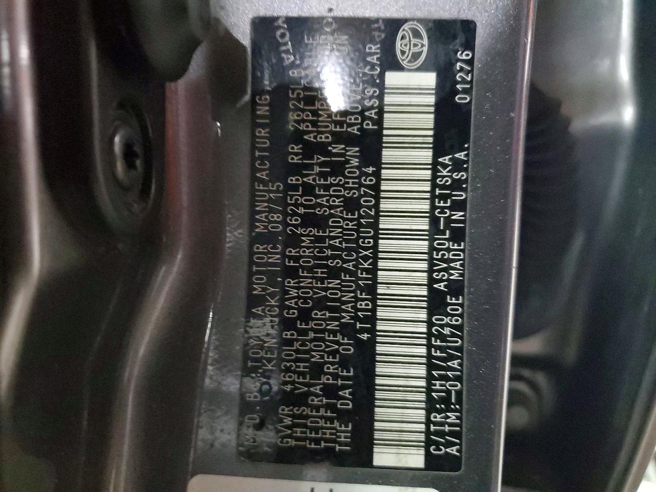 2016 TOYOTA CAMRY LE photo 12