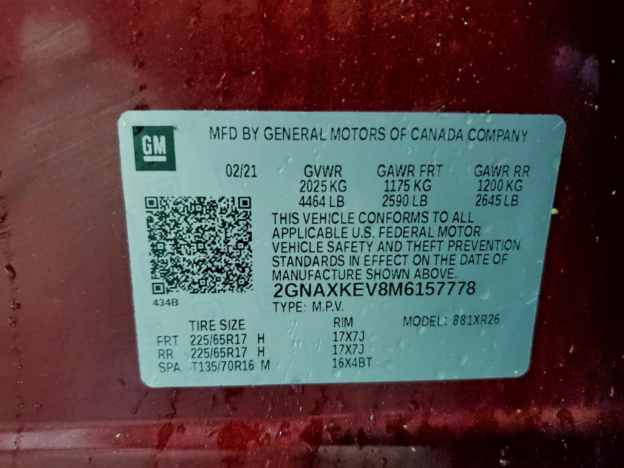2021 CHEVROLET EQUINOX LT photo 12