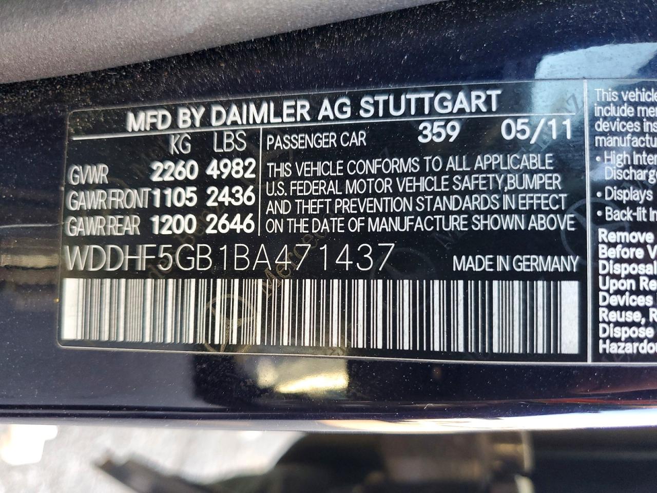 2011 MERCEDES-BENZ E 350 photo 12