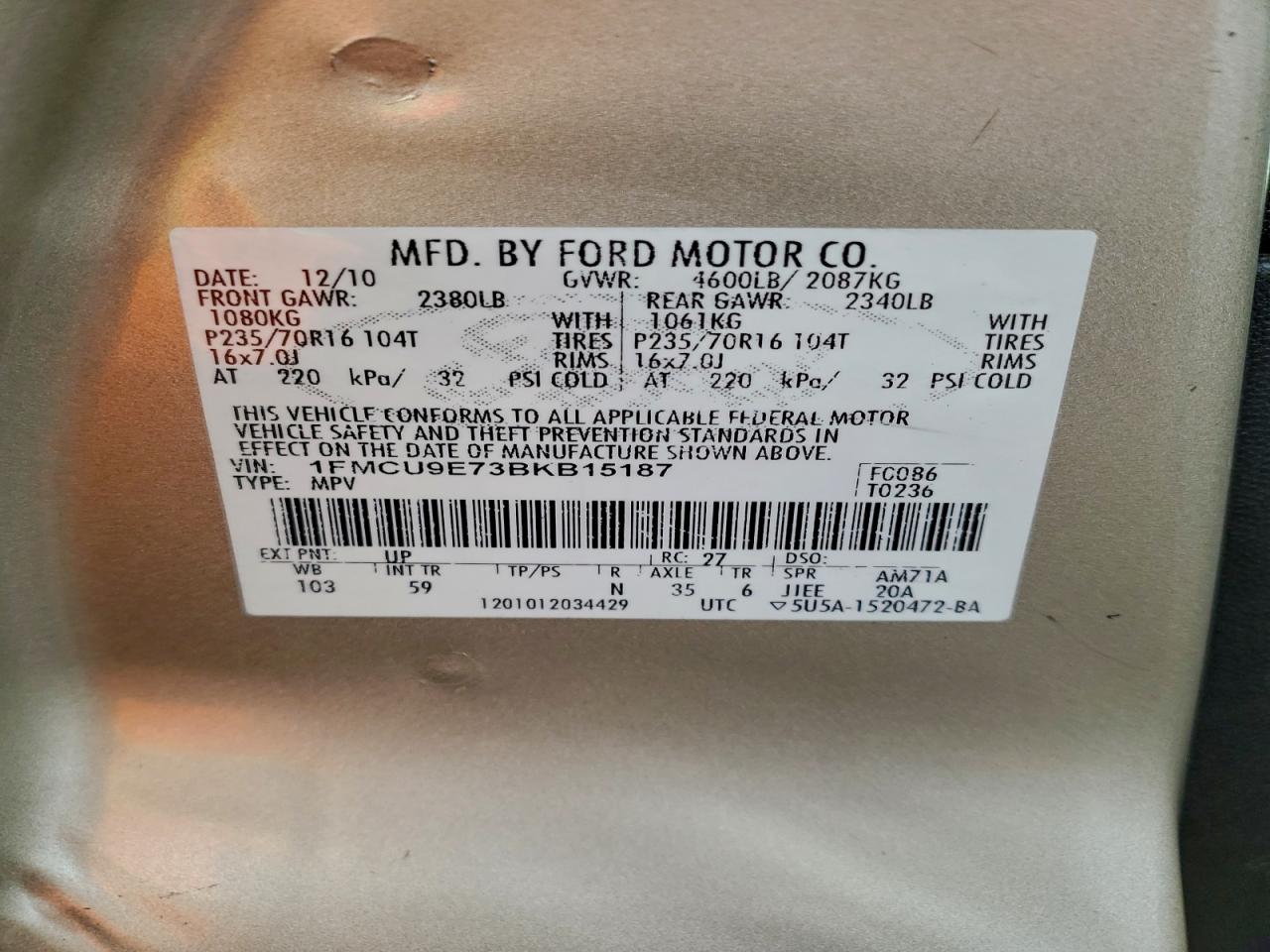 2011 FORD ESCAPE LIMITED photo 23