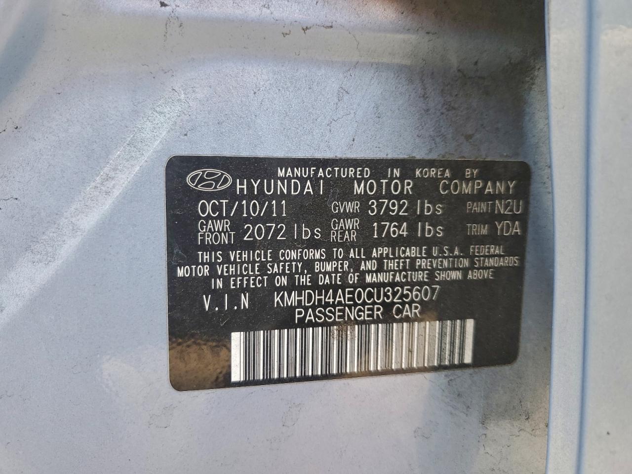2012 HYUNDAI ELANTRA GLS photo 12