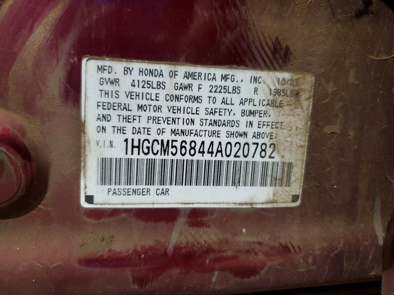 2004 HONDA ACCORD EX photo 12