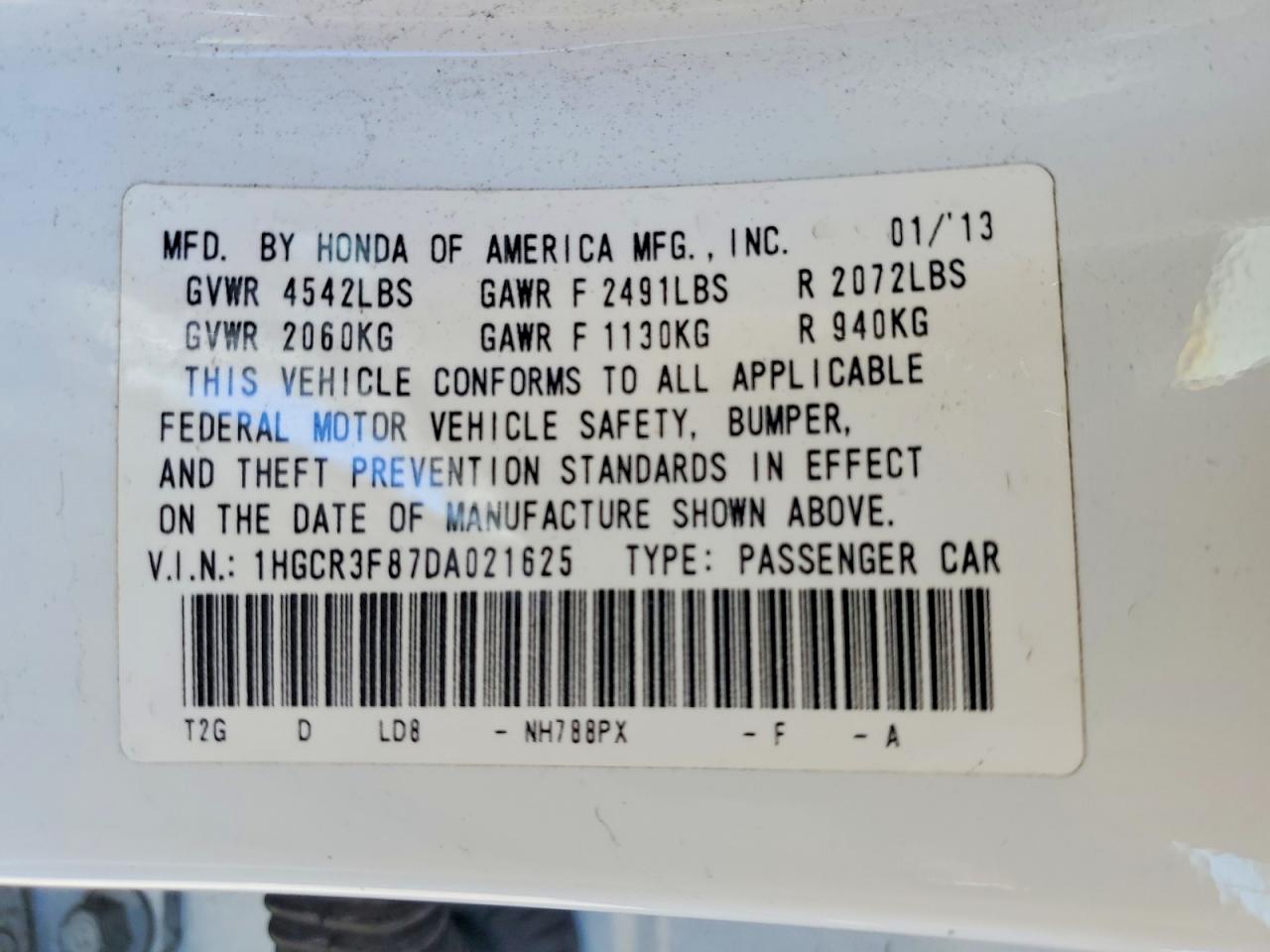 2013 HONDA ACCORD EXL photo 13