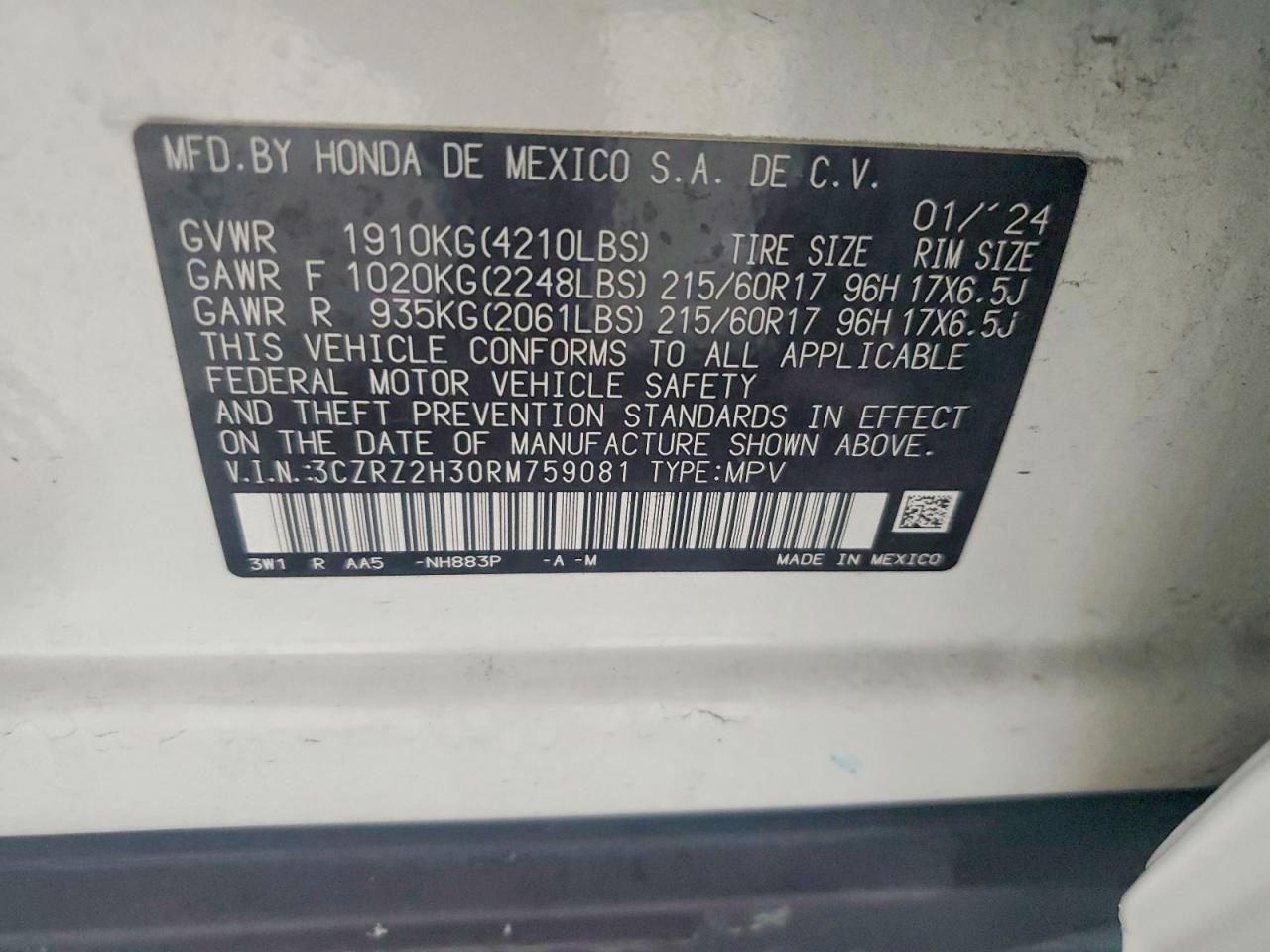 2024 HONDA HR-V LX photo 13