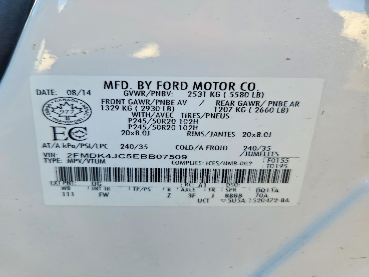 2014 FORD EDGE SEL photo 13
