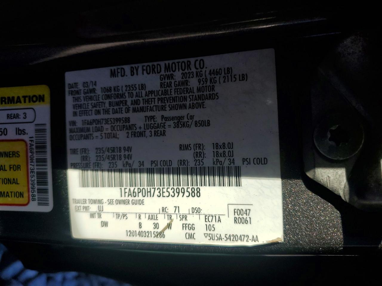 2014 FORD FUSION SE photo 12
