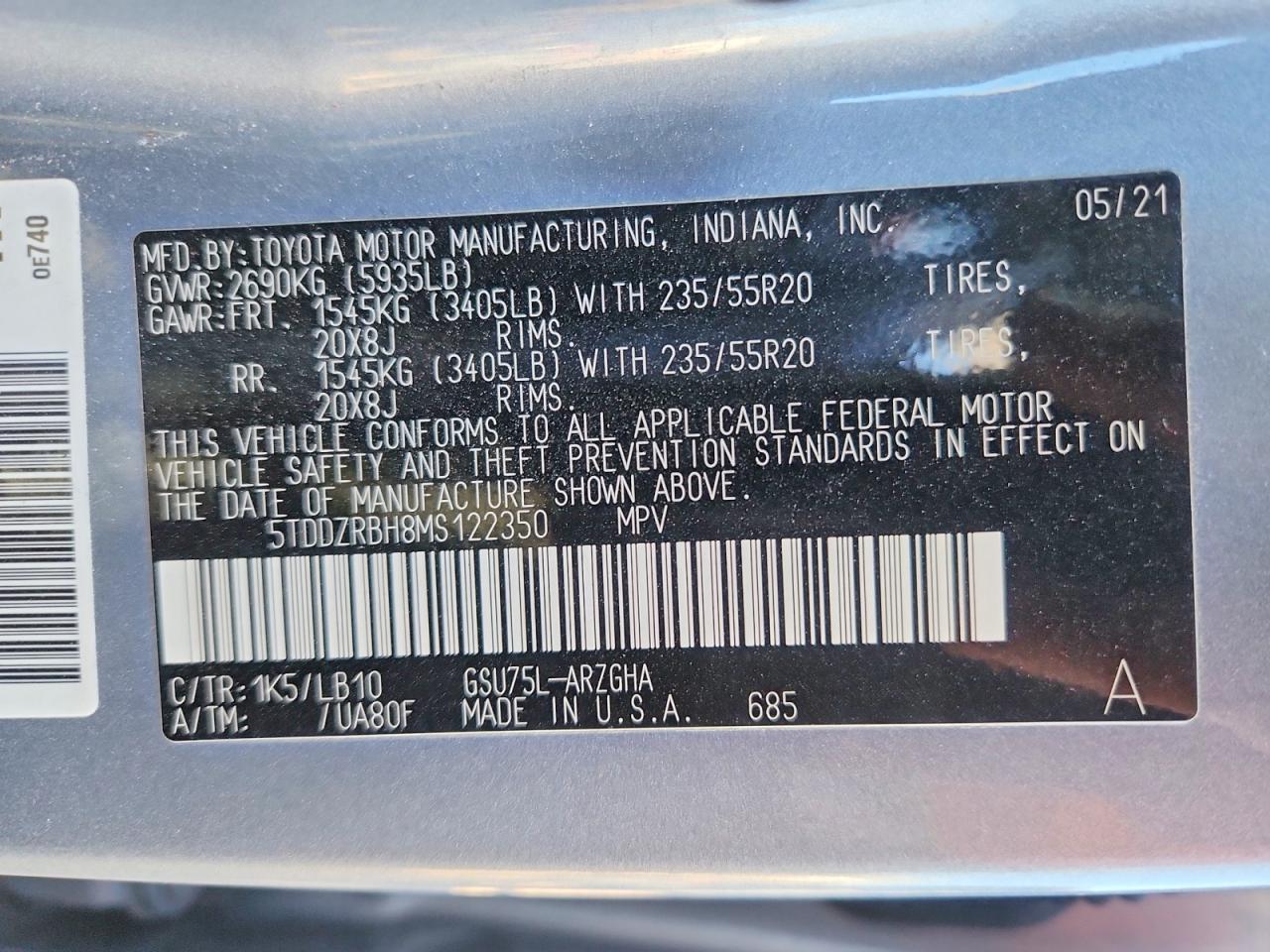 2021 TOYOTA HIGHLANDER LIMITED photo 14