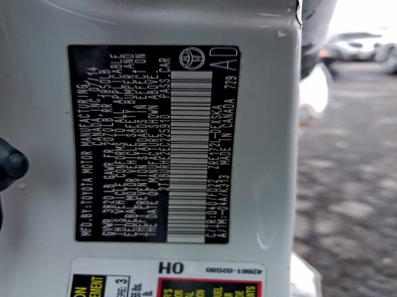 2014 TOYOTA COROLLA L photo 12