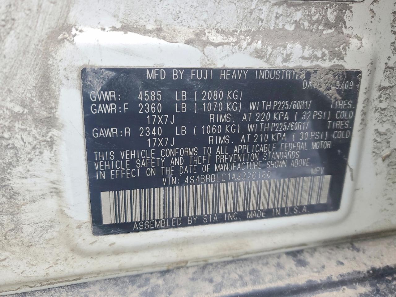 2010 SUBARU OUTBACK 2.5I LIMITED photo 13
