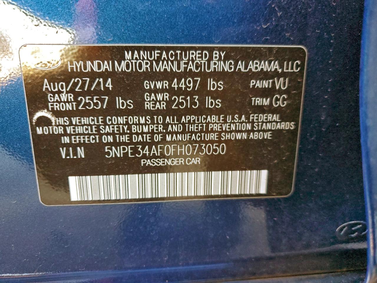 2015 HYUNDAI SONATA SPORT photo 13
