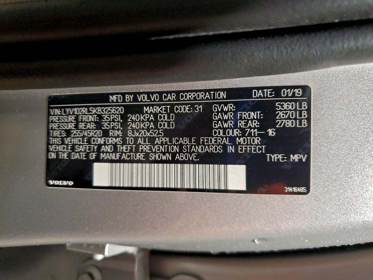2019 VOLVO XC60 T5 INSCRIPTION photo 14