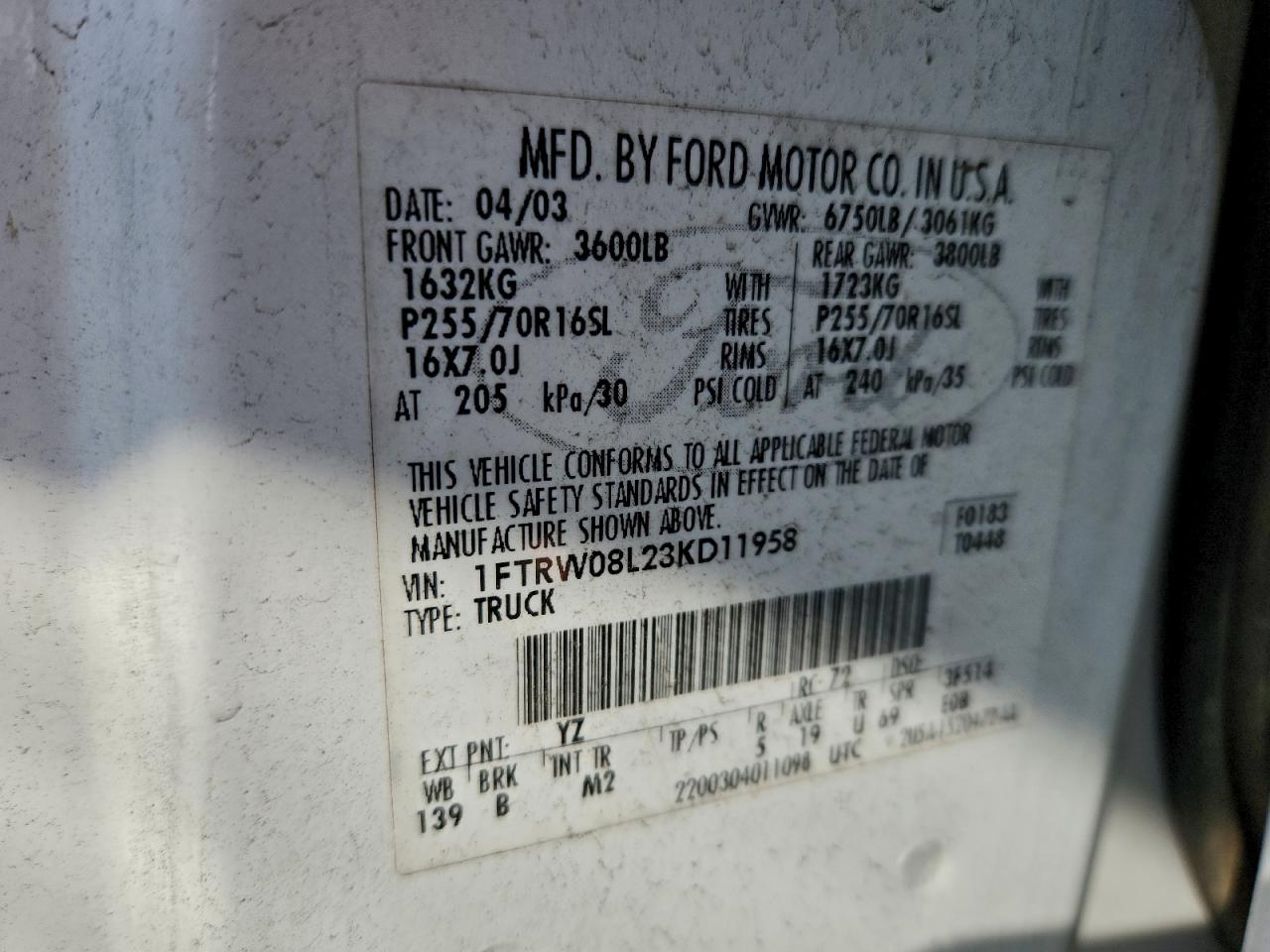 2003 FORD F150 SUPERCREW photo 12
