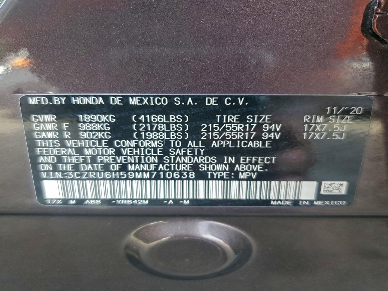 2021 HONDA HR-V EX photo 14