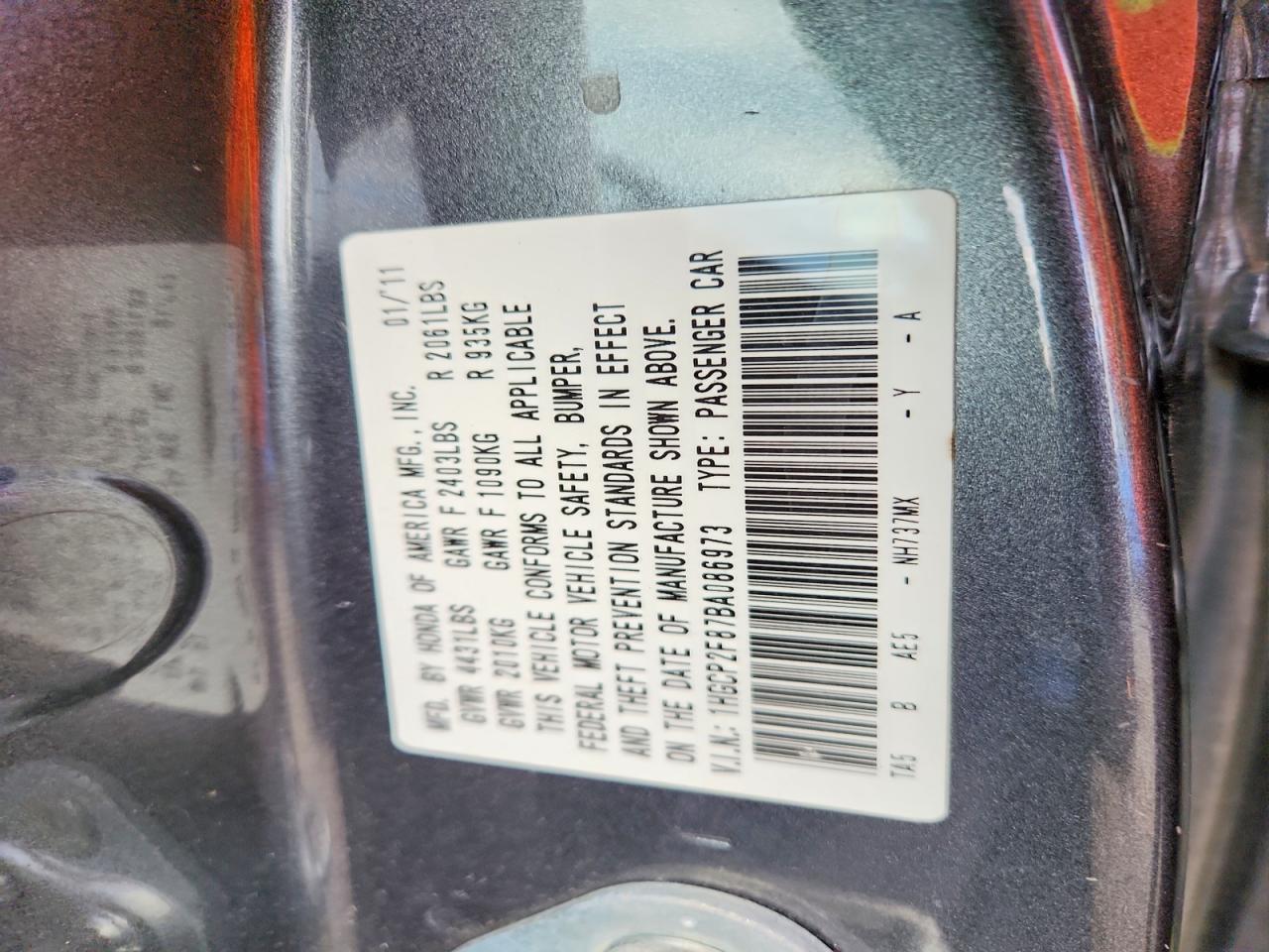 2011 HONDA ACCORD EXL photo 13