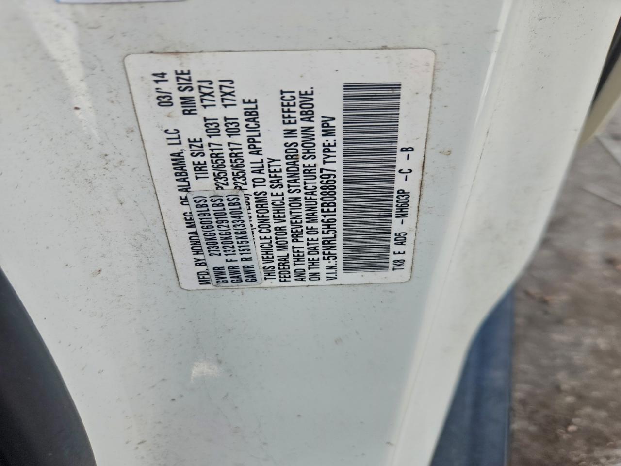 2014 HONDA ODYSSEY EXL photo 13