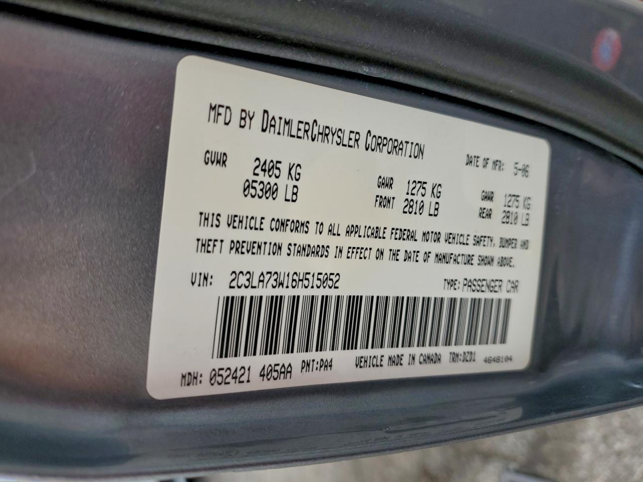 2006 CHRYSLER 300C SRT-8 photo 12