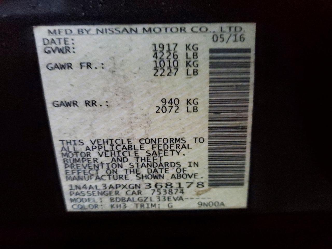 2016 NISSAN ALTIMA 2.5 photo 13
